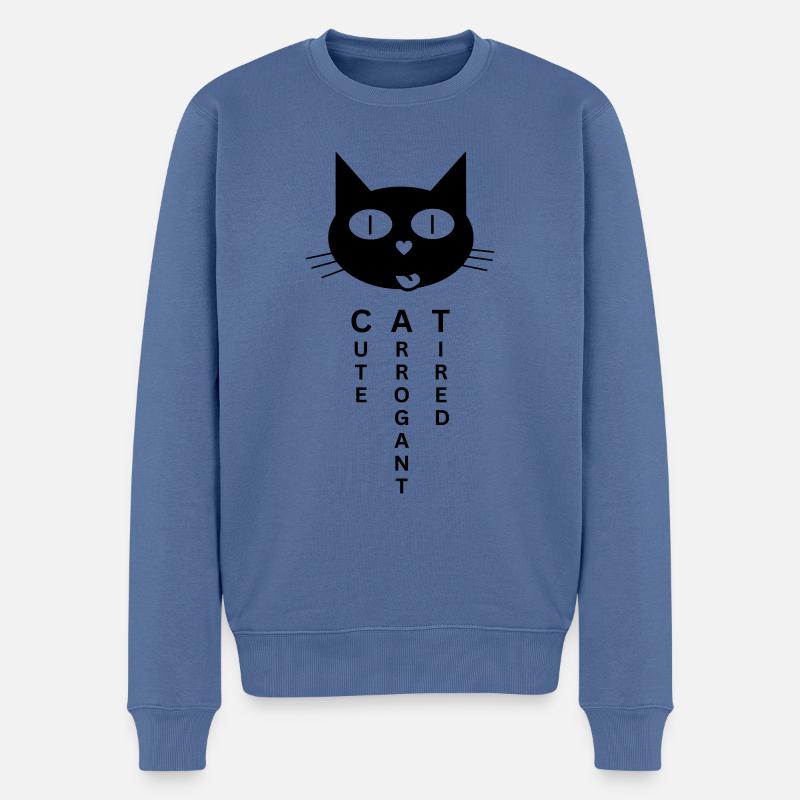 CAT - Mignon Arrogant Fatigué - Pull Premium bio Homme - bleu pigeon