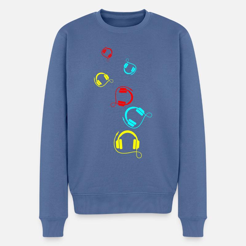 Kopfhörer Symbol - Männer Premium Bio Pullover - Taubenblau