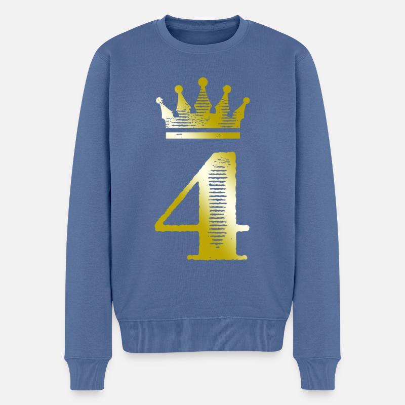 4 Chiffre Couronne Or - Pull Premium bio Homme - bleu pigeon