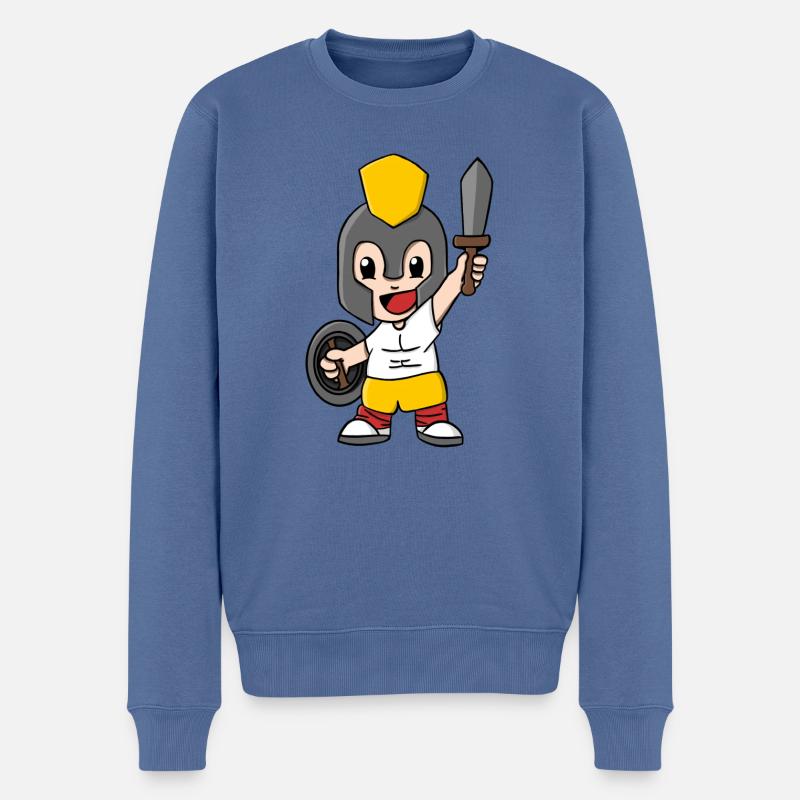 Leonidas Sparta épée et bouclier - Pull Premium bio Homme - bleu pigeon