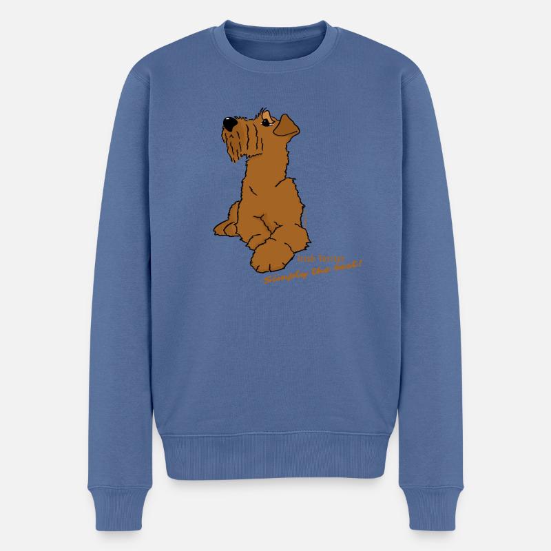 Irish Terrier liegend - Männer Premium Bio Pullover - Taubenblau
