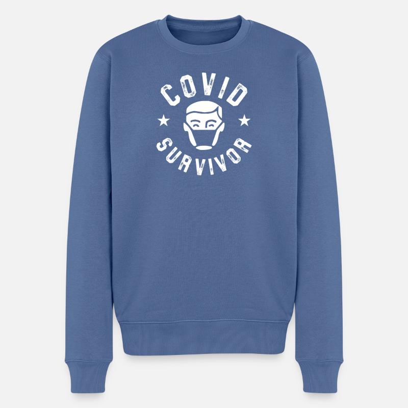 Covid Survivor - Pull Premium bio Homme - bleu pigeon
