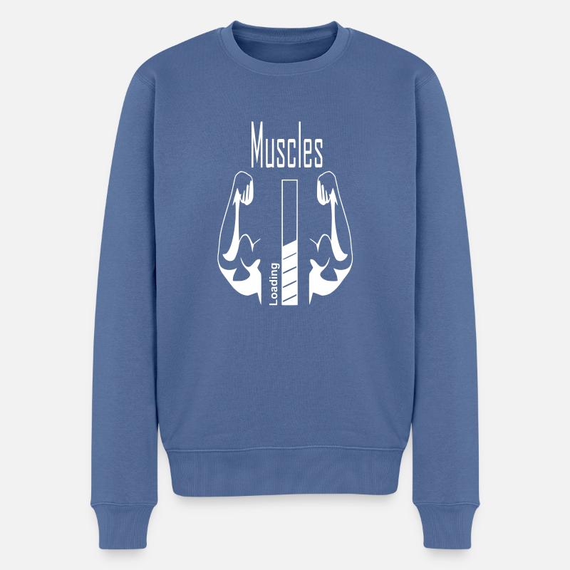 muscles biceps - Pull Premium bio Homme - bleu pigeon