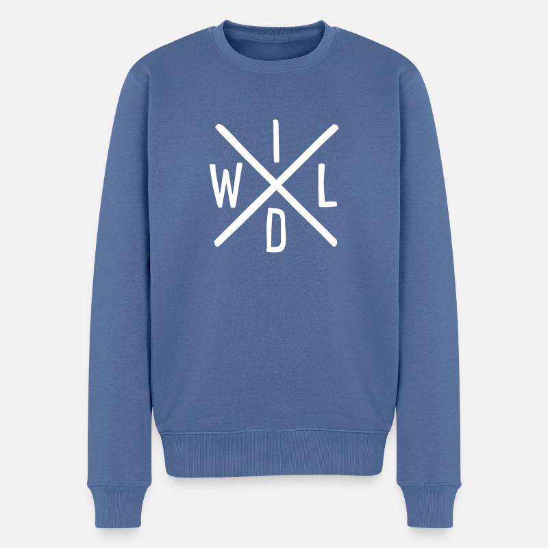 wild - Männer Premium Bio Pullover - Taubenblau