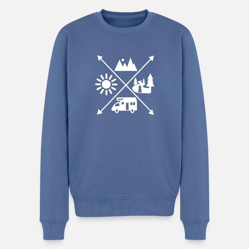 Camping - Männer Premium Bio Pullover - Taubenblau