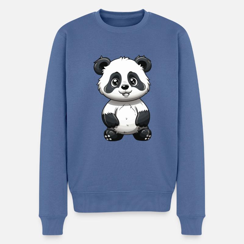 Panda Animal - Pull Premium bio Homme - bleu pigeon