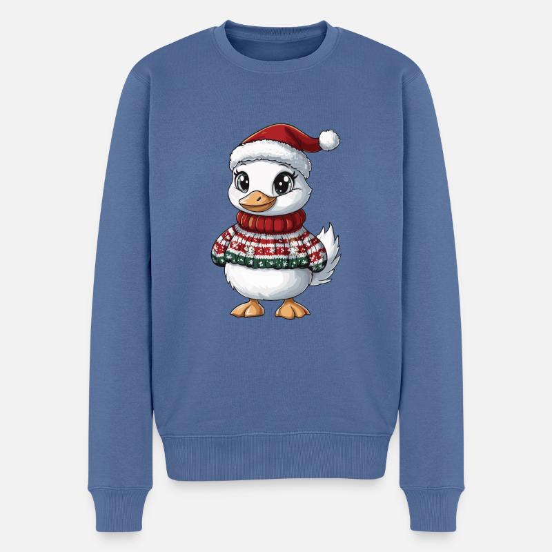 Gans Weihnachten Comic - Männer Premium Bio Pullover - Taubenblau