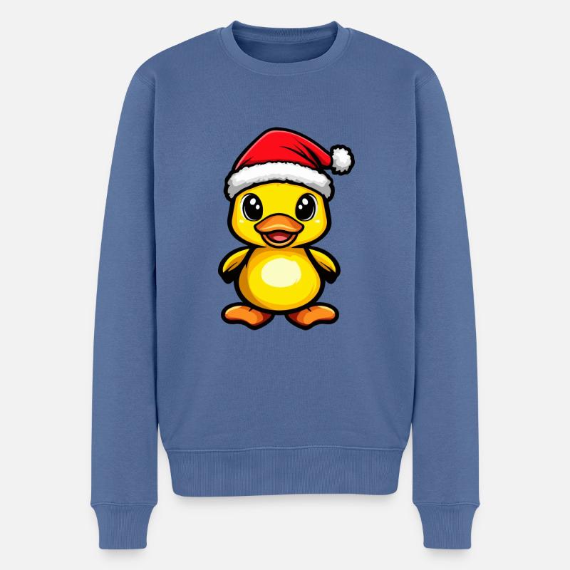 Canard Noël Mignon - Pull Premium bio Homme - bleu pigeon