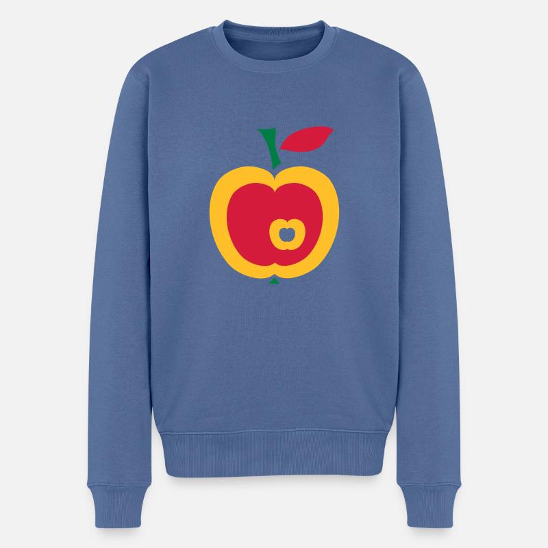 Retro Apfel - Männer Premium Bio Pullover - Taubenblau