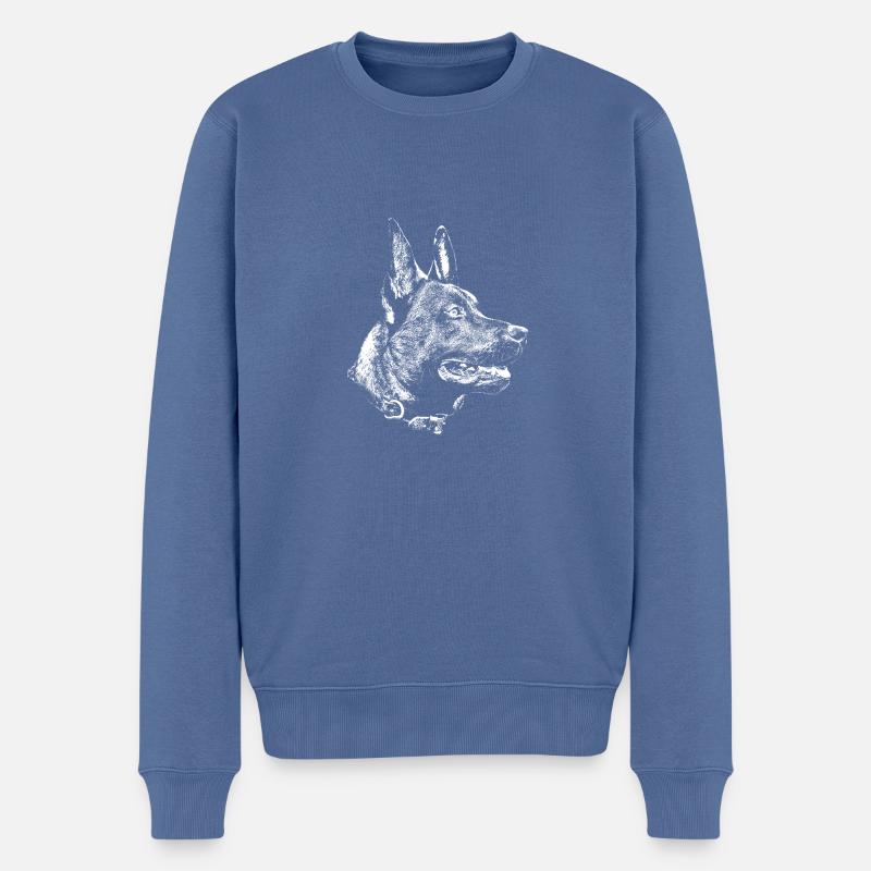Malinois Kopf - Männer Premium Bio Pullover - Taubenblau