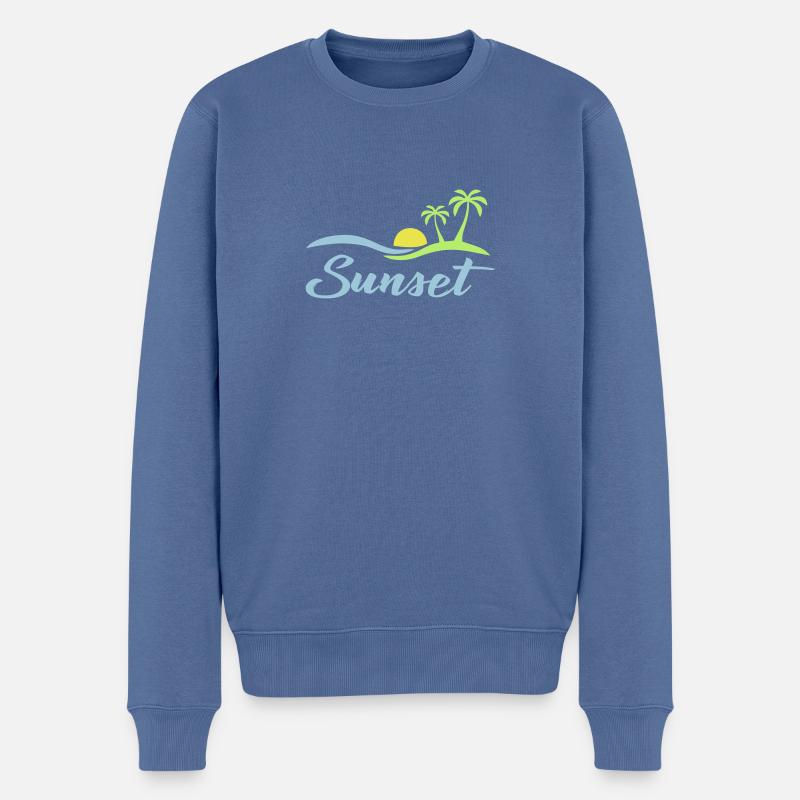 Coucher de soleil plage - Pull Premium bio Homme - bleu pigeon