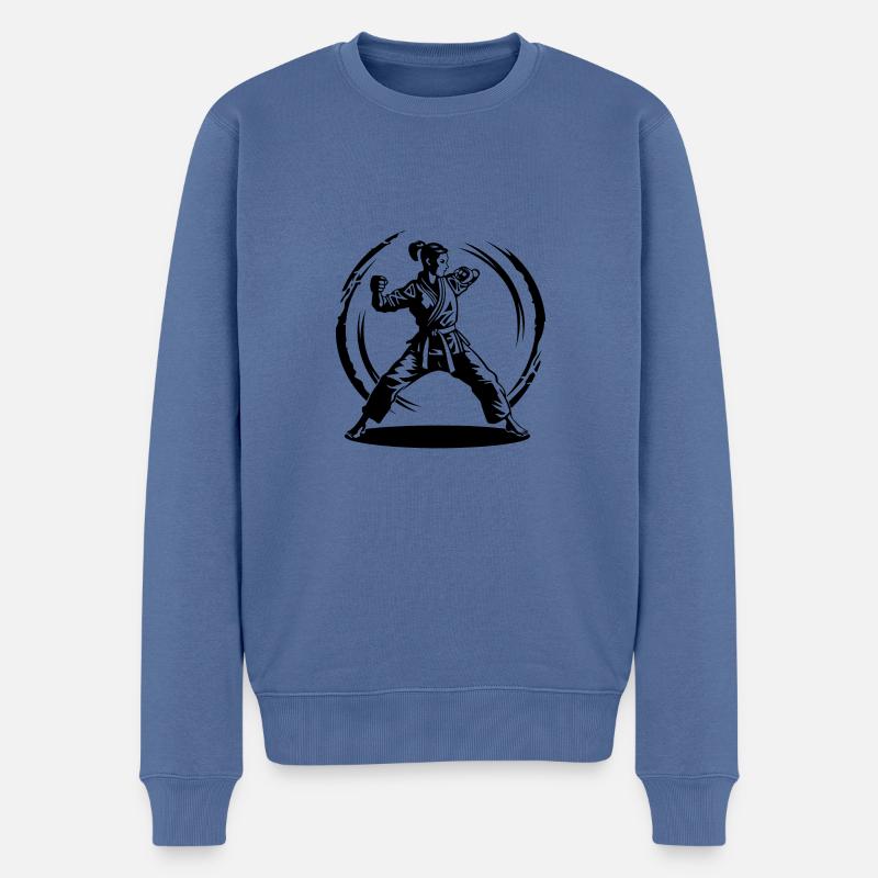 Karaté Silhouette Combattante - Pull Premium bio Homme - bleu pigeon