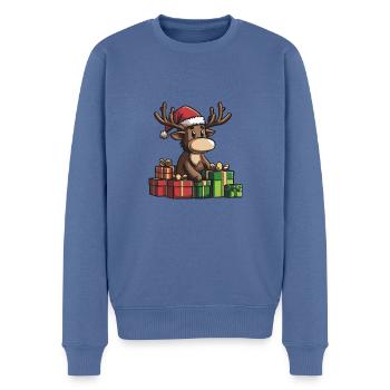 Cadeaux de bande dessinée de Noël Moose - Pull Premium bio Homme - bleu pigeon - Devant - Nico (187cm)
