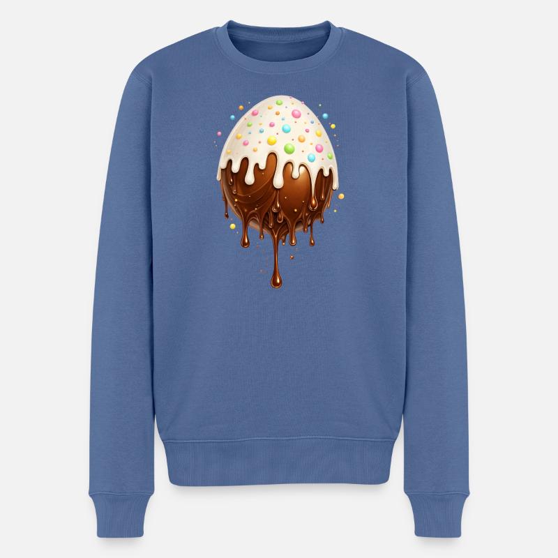 Œuf au chocolat avec glaçage - Pull Premium bio Homme - bleu pigeon