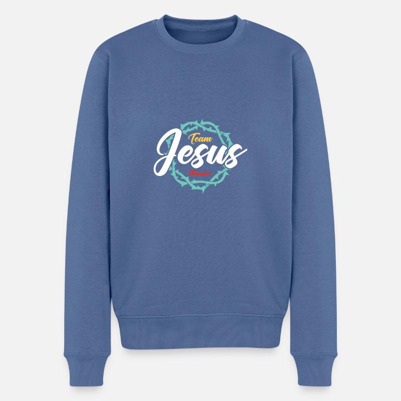Team Jesus - Männer Premium Bio Pullover - Taubenblau