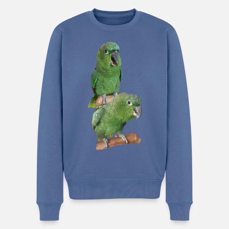 Der Farinöse Papagei - Männer Premium Bio Pullover - Taubenblau