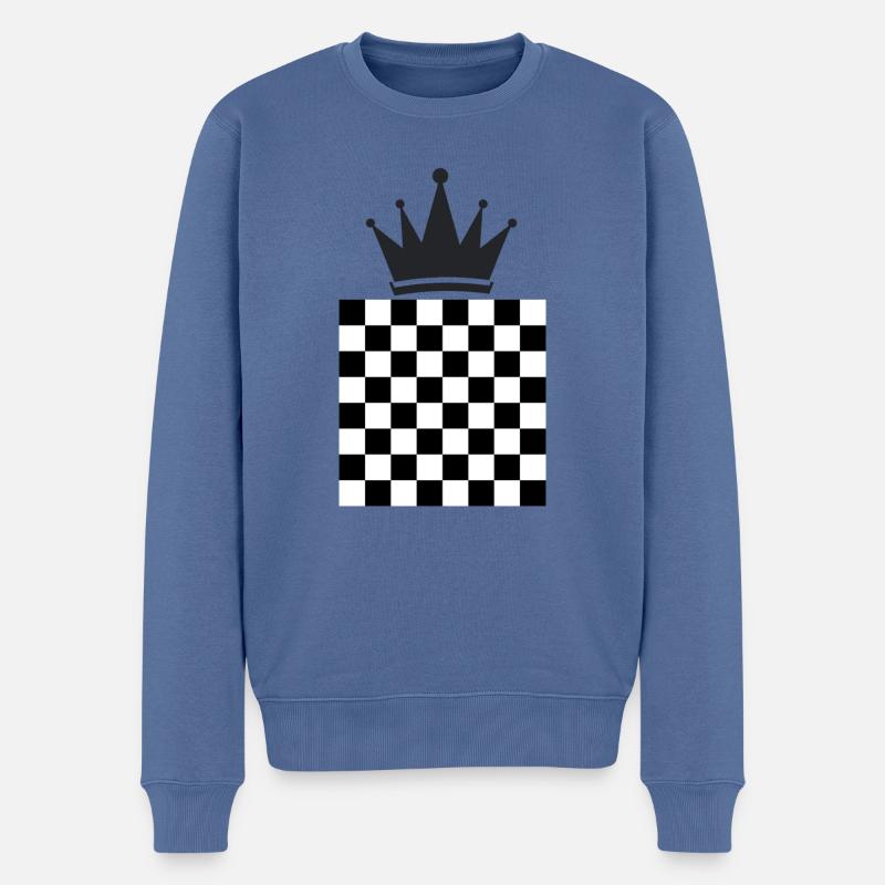 Schach König - Männer Premium Bio Pullover - Taubenblau