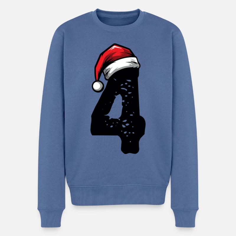 4 Numéro de Noël - Pull Premium bio Homme - bleu pigeon