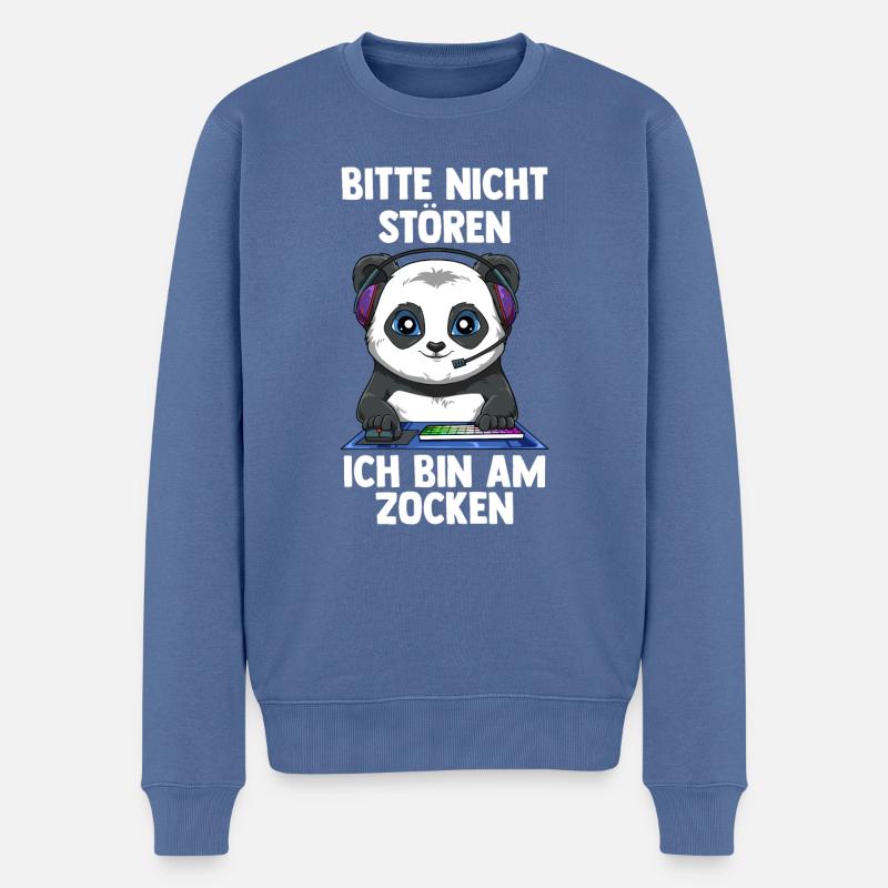 Gaming Panda - Computerspiele Videospiele - - Männer Premium Bio Pullover - Taubenblau