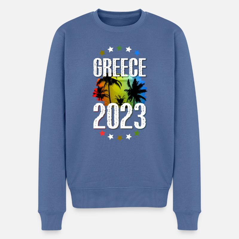 Greece 2023 - Männer Premium Bio Pullover - Taubenblau