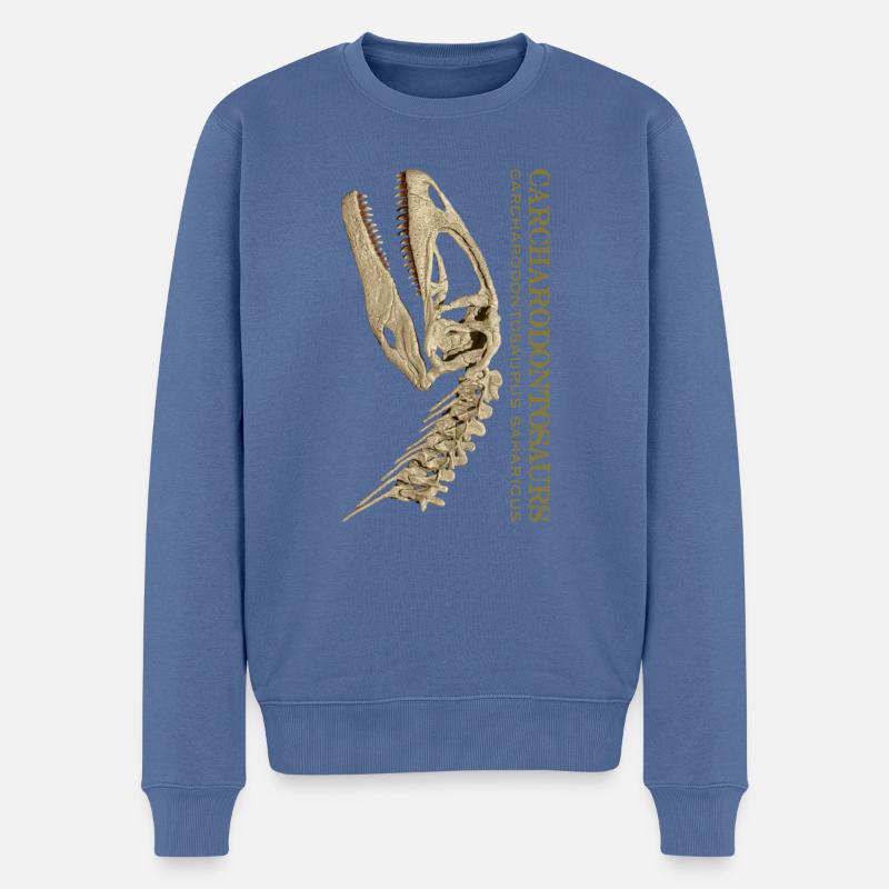 Carcharodontosaurus Schädel Fossil bone - Männer Premium Bio Pullover - Taubenblau