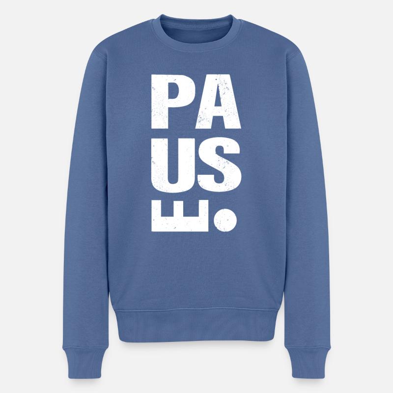 Pause - Équilibre travail-vie personnelle - Pull Premium bio Homme - bleu pigeon