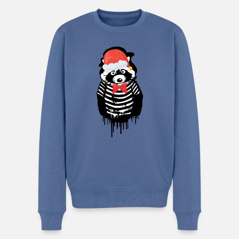 waschbär,schwarz-weiss,pantomime, Weihnachten - Männer Premium Bio Pullover - Taubenblau