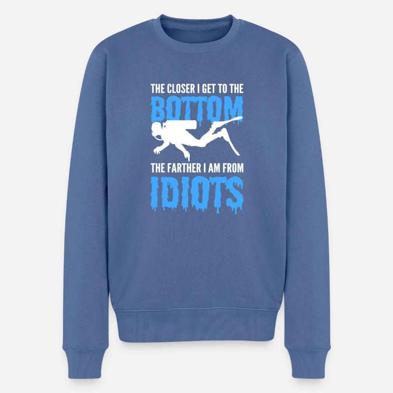 Weiter von Idioten entfernt Taucherin Gift - Männer Premium Bio Pullover - Taubenblau