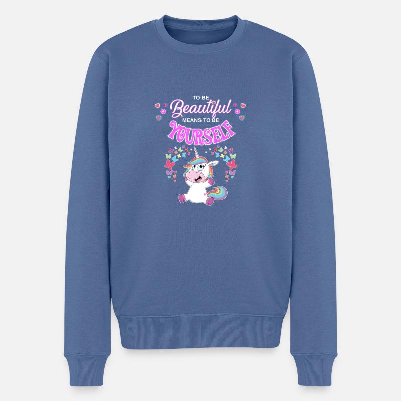 licorne licorne - Pull Premium bio Homme - bleu pigeon