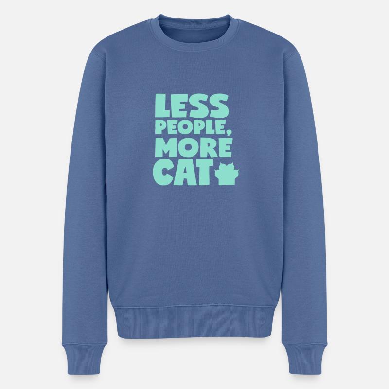 Less people more cat - Männer Premium Bio Pullover - Taubenblau