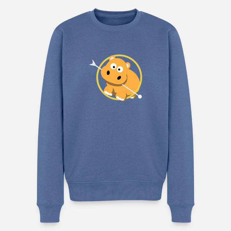 Nilpferd / Liebe / Kindershirt / Geschenk - Männer Premium Bio Pullover - Taubenblau