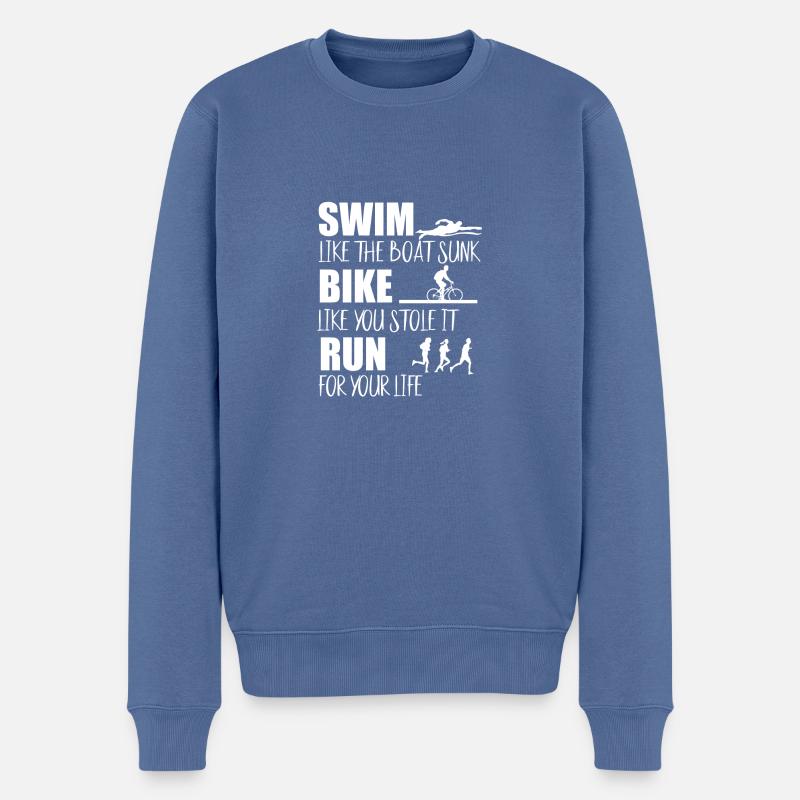 Schwimmen Bike Run Athlet Triathlon - Männer Premium Bio Pullover - Taubenblau