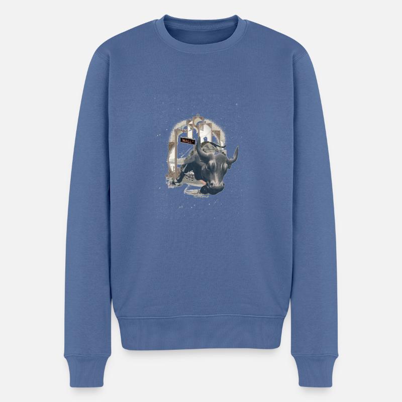 Marché de la bourse Bourse Wall Street NYSE - Pull Premium bio Homme - bleu pigeon