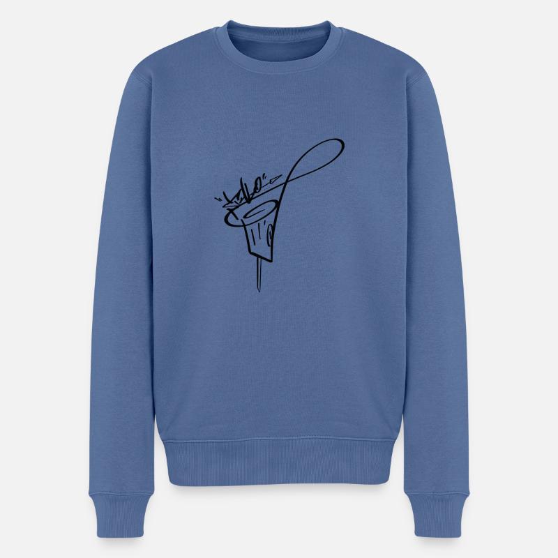 Sprühkopf - Cap schwarz - Männer Premium Bio Pullover - Taubenblau