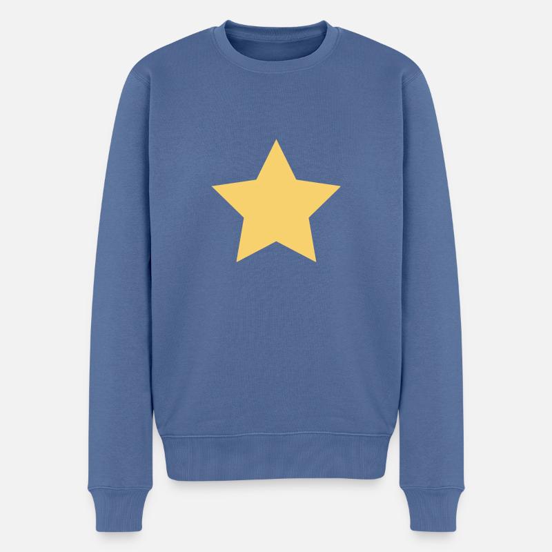 Pluto - star yellow - Männer Premium Bio Pullover - Taubenblau