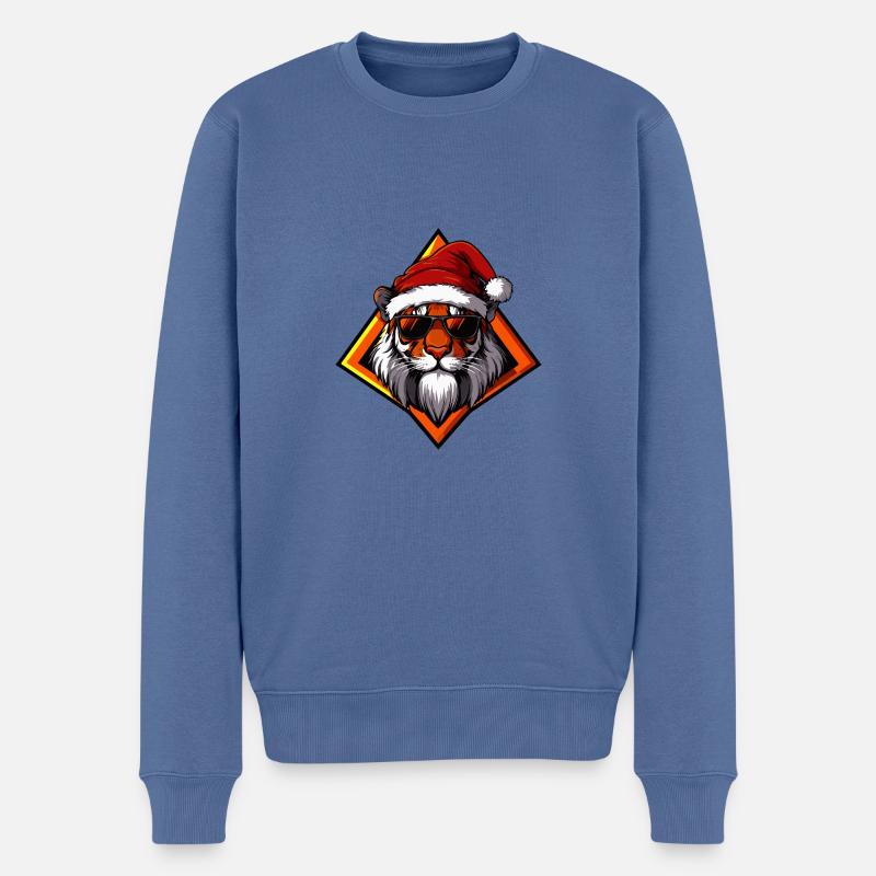 Tigre Noël Cool - Pull Premium bio Homme - bleu pigeon
