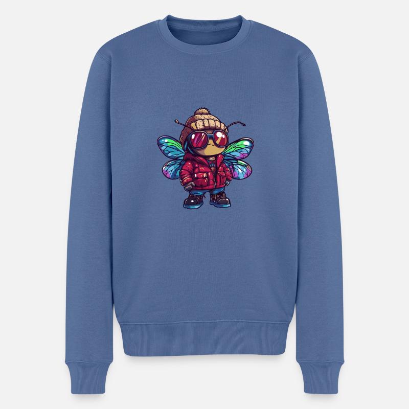 Libelle Winter - Männer Premium Bio Pullover - Taubenblau