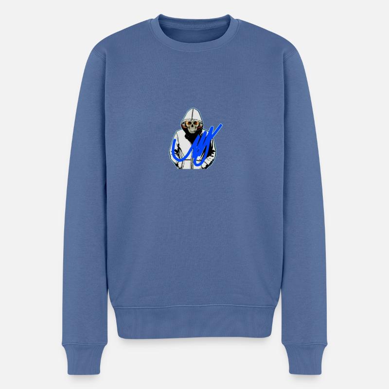 MickyBlue LOGO - Männer Premium Bio Pullover - Taubenblau