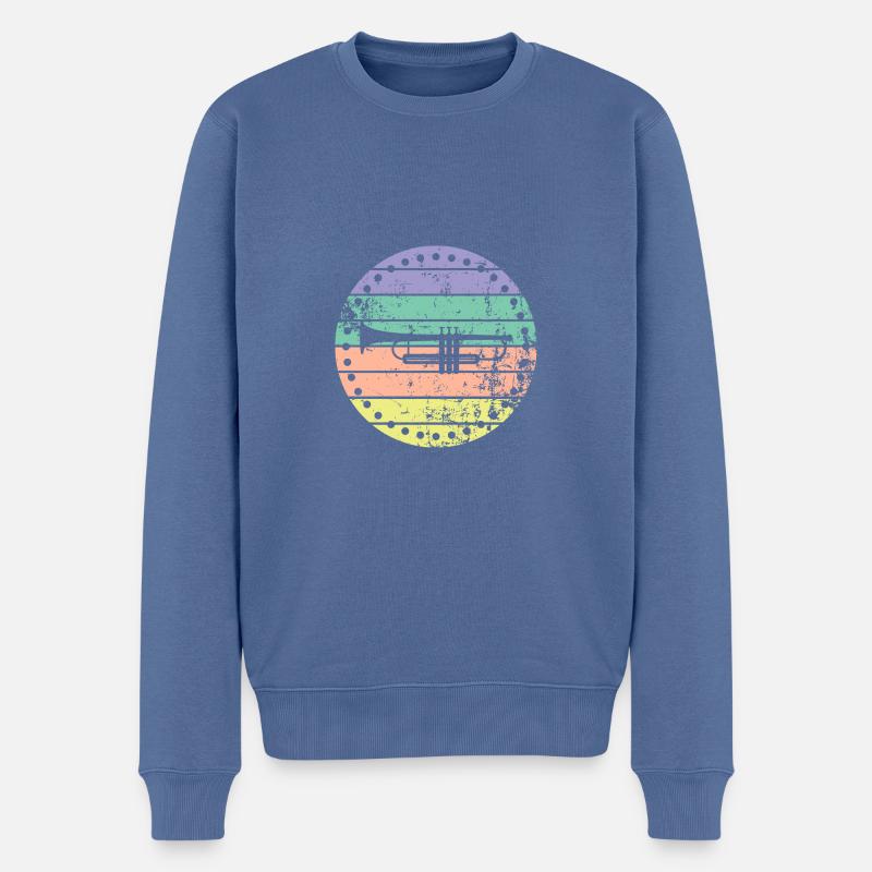 Trompete - Männer Premium Bio Pullover - Taubenblau