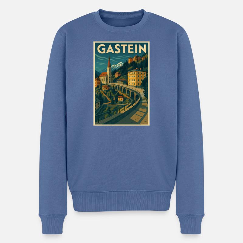 Bad Gastein - Männer Premium Bio Pullover - Taubenblau