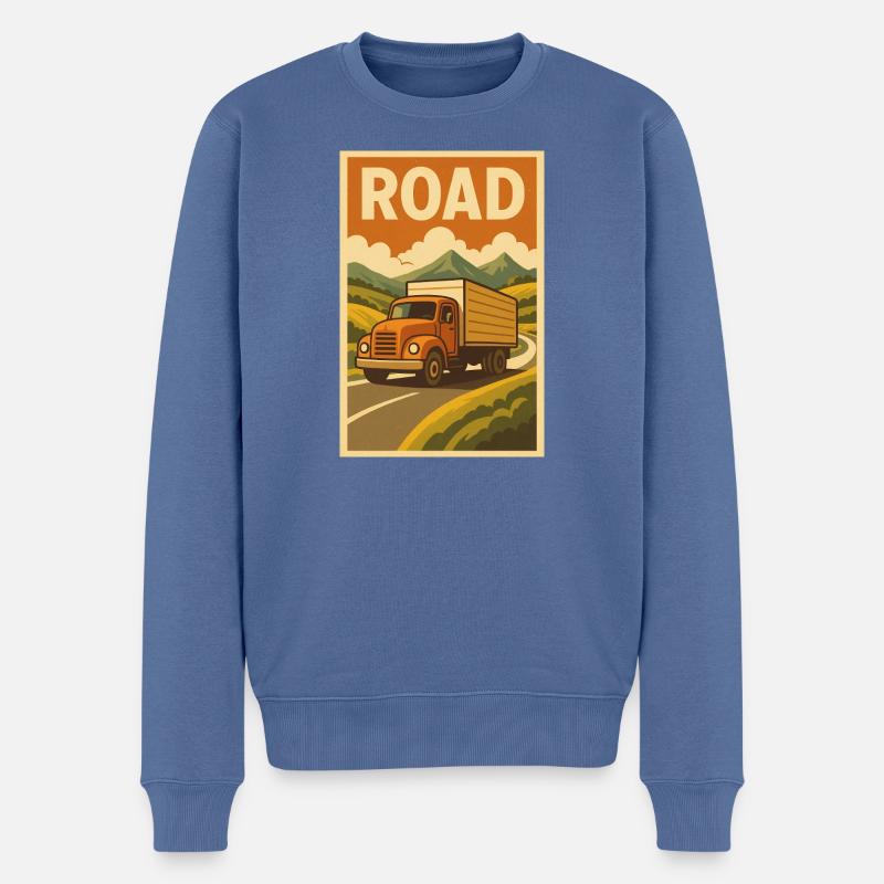 Oldtimer-Truck auf bergiger Straße - Männer Premium Bio Pullover - Taubenblau