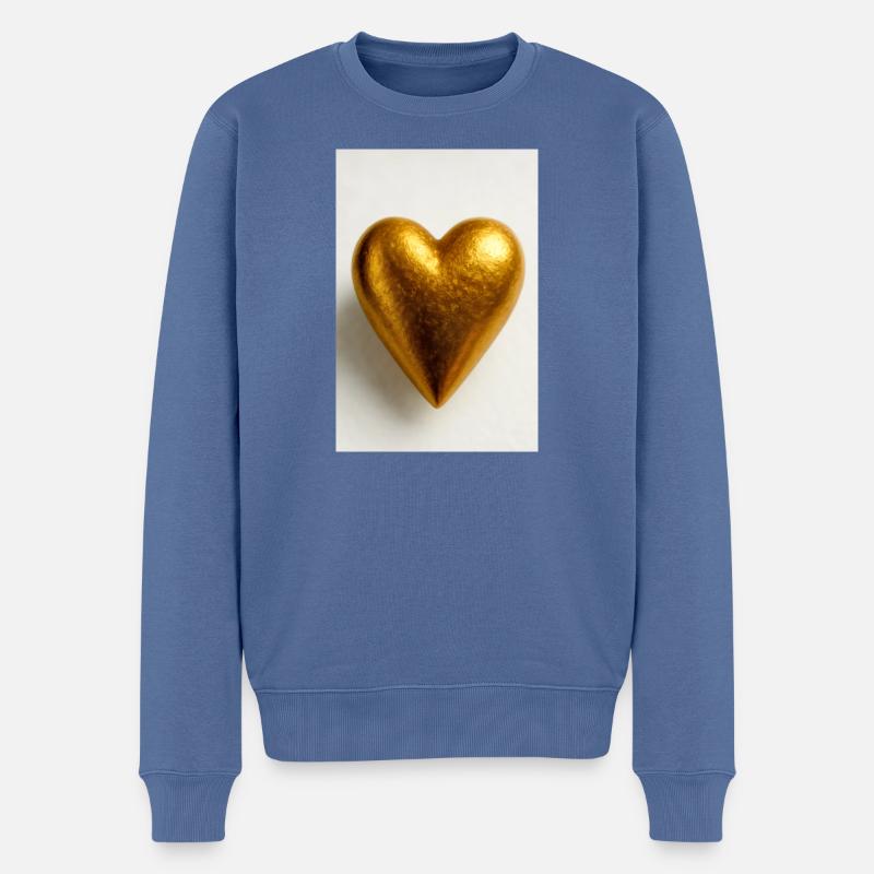 Ein Herz aus Gold - Männer Premium Bio Pullover - Taubenblau