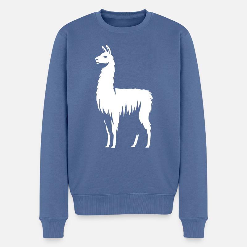 Silhouette de lama - Pull Premium bio Homme - bleu pigeon