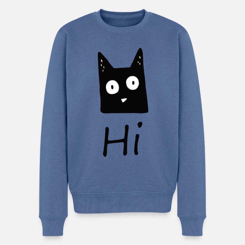 Chat Hi - Pull Premium bio Homme - bleu pigeon