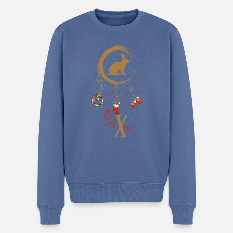 Hase Weihnachten Weihnachtstraumfänger - Männer Premium Bio Pullover - Taubenblau