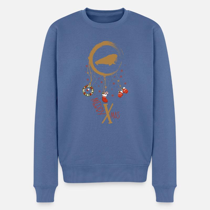 Walross Weihnachten Weihnachtstraumfänger - Männer Premium Bio Pullover - Taubenblau