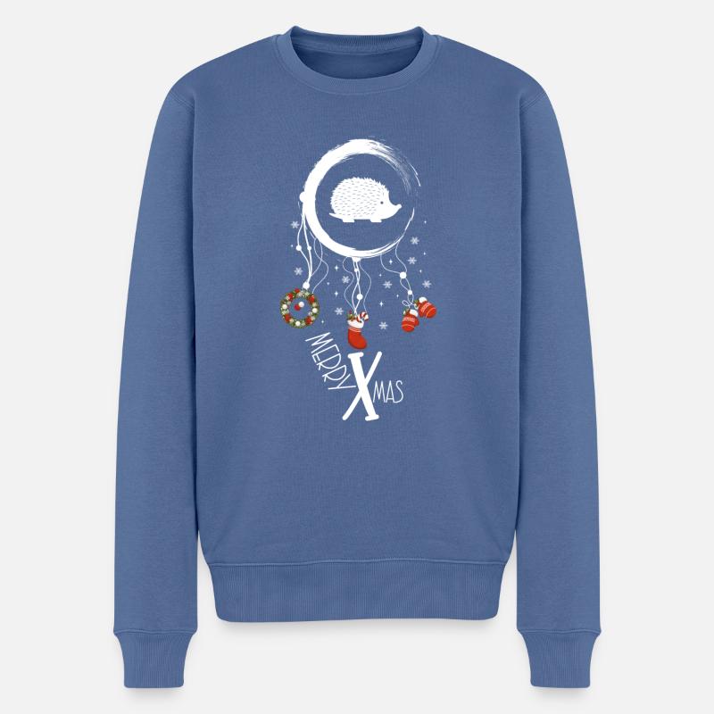 Igel Weihnachten Weihnachtstraumfänger - Männer Premium Bio Pullover - Taubenblau