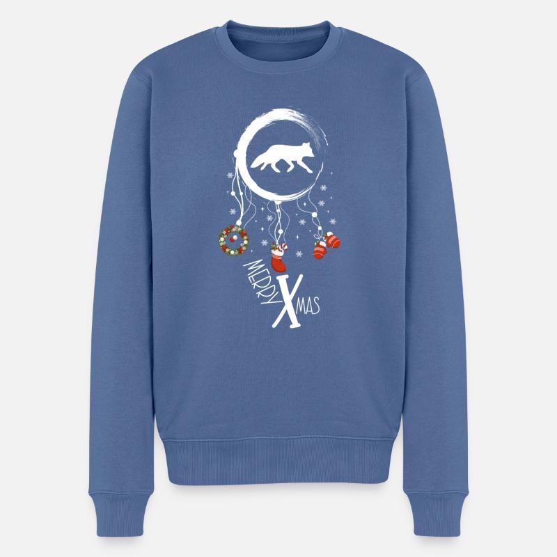 Fuchs Weihnachten Weihnachtstraumfänger - Männer Premium Bio Pullover - Taubenblau