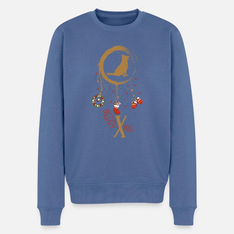 Deutscher Schäferhund Weihnachten Weihnachtstraumf - Männer Premium Bio Pullover - Taubenblau