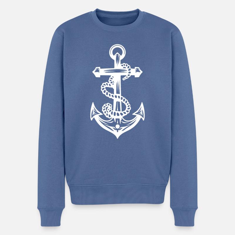 Symbolisme de l’ancre - Pull Premium bio Homme - bleu pigeon